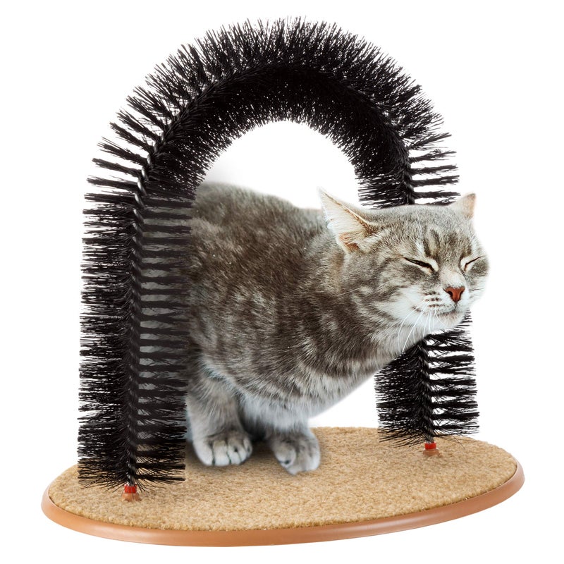 PETMAKER Cat Self-Groomer - Bristle Ring Brush Cat Arch with Carpeted Base, Back Scratcher and Massager for Controlling Shedding and Claws by PETMAKER (Black) - Image 1